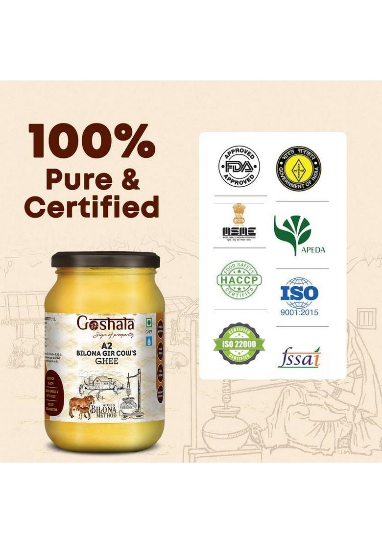 Goshala A2 Gir Cow'S Ghee Glass Bottle (500 G)