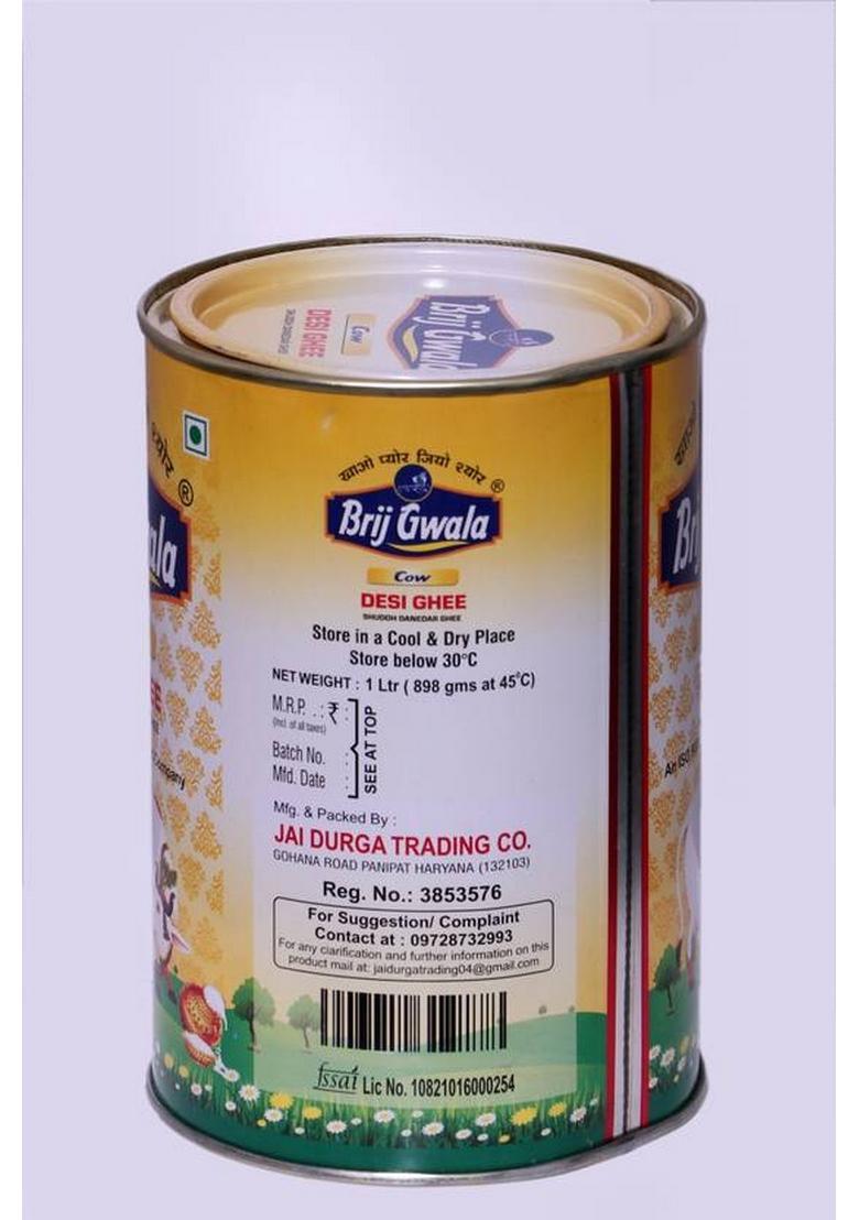 Brij Gwala Ramajan Special Pure Cow Ghee For Better Digestion And Immunity Tin (1 L)