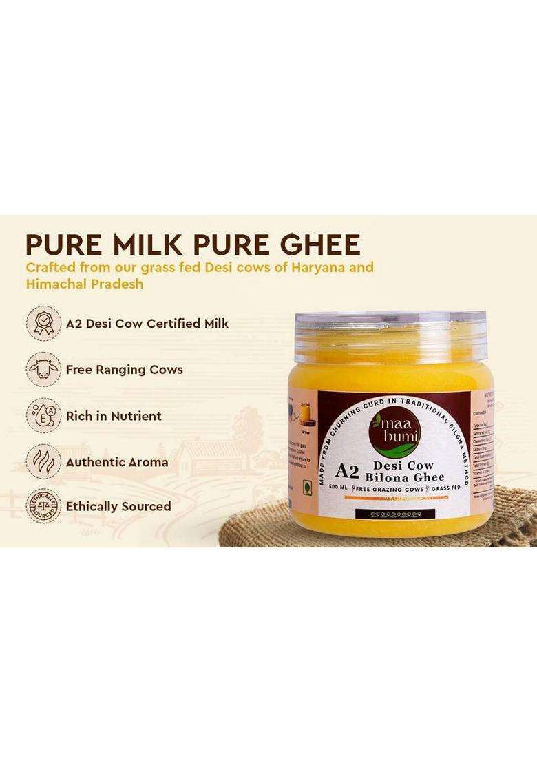 Maabumi A2 Desi Cow Bilona Ghee Plastic Bottle (300 G) - Indya