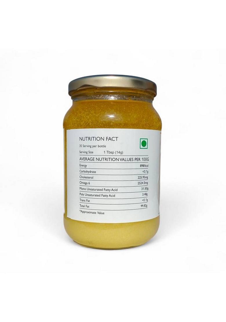 Raflore A2 Cow Ghee, Traditional Bilona Method, Pure, Natural And Healthy Glass Ghee Bottle (500 Ml)
