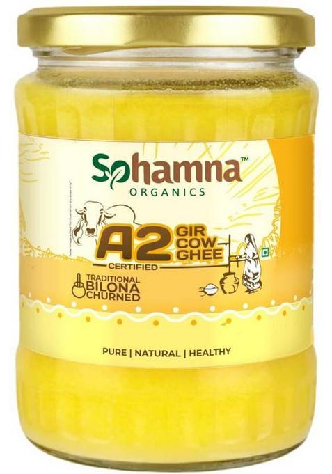 Sohamna Organics Premium A2 Gir Cow Cultured Desi Ghee Mason Jar (500 G)