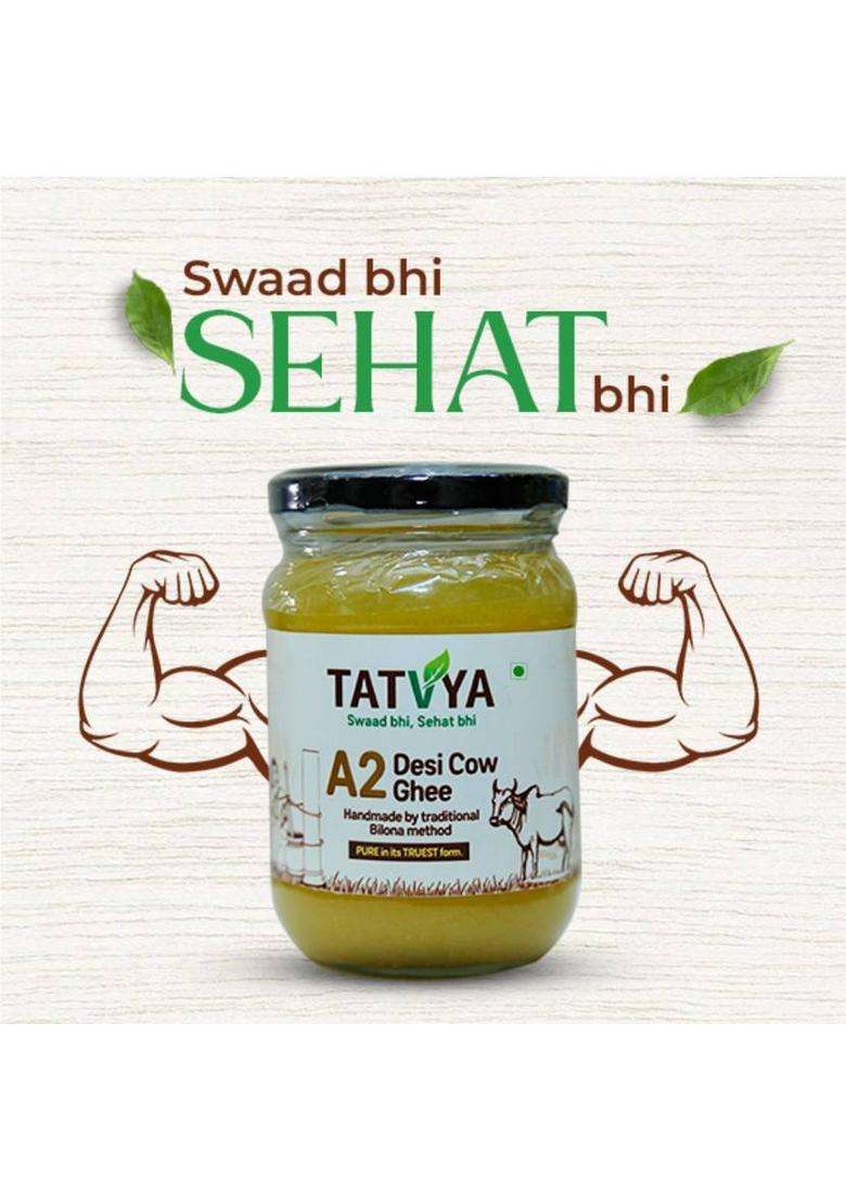 Tatvya A2 Desi Cow Ghee Glass Bottle (250 G) - Indya