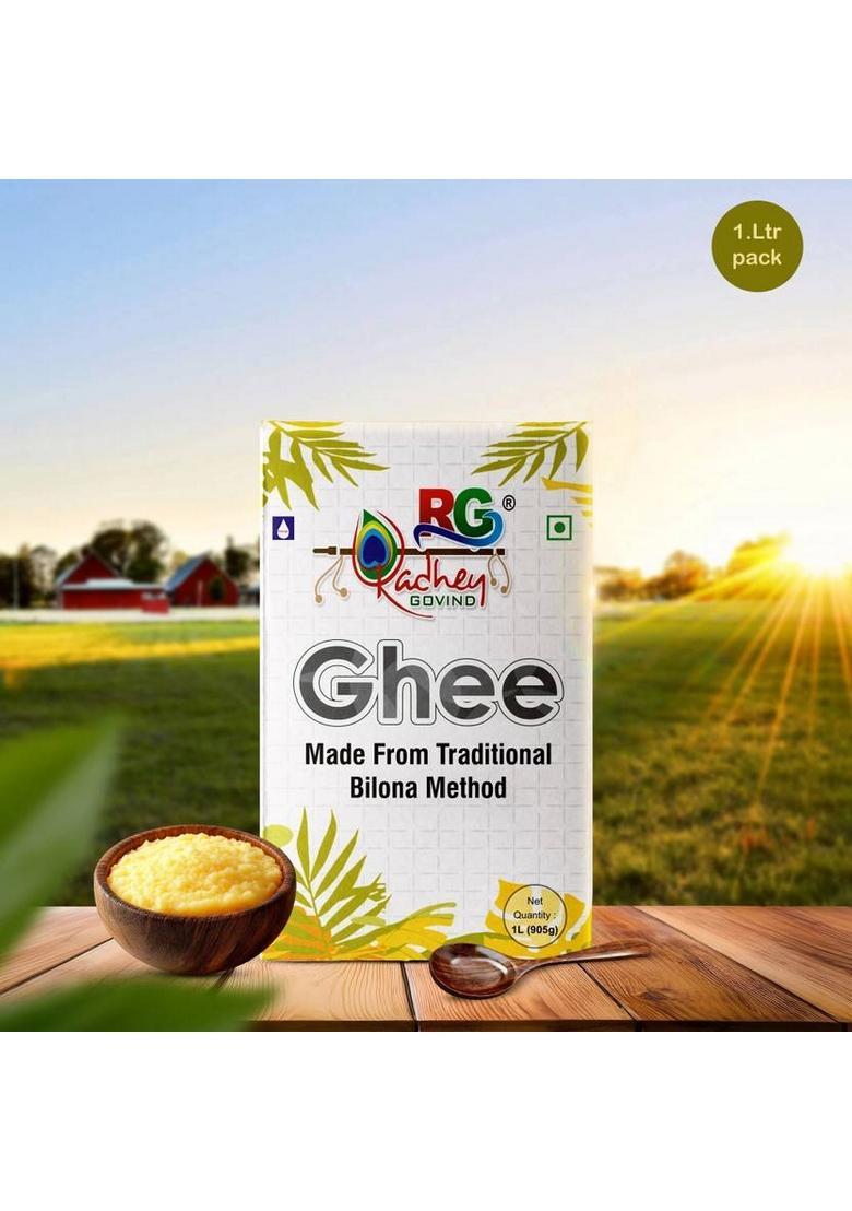 Radhey Govind Shudh Desi Ghee | Traditional Vedic Bilona Method Grassfed, Pure & Healthy Tetrapack (1 L)