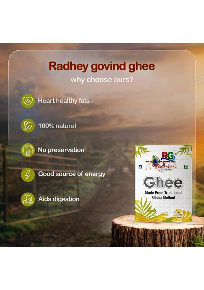 Radhey Govind Shudh Desi Ghee | Traditional Vedic Bilona Method Grassfed, Pure & Healthy Tetrapack (1 L)