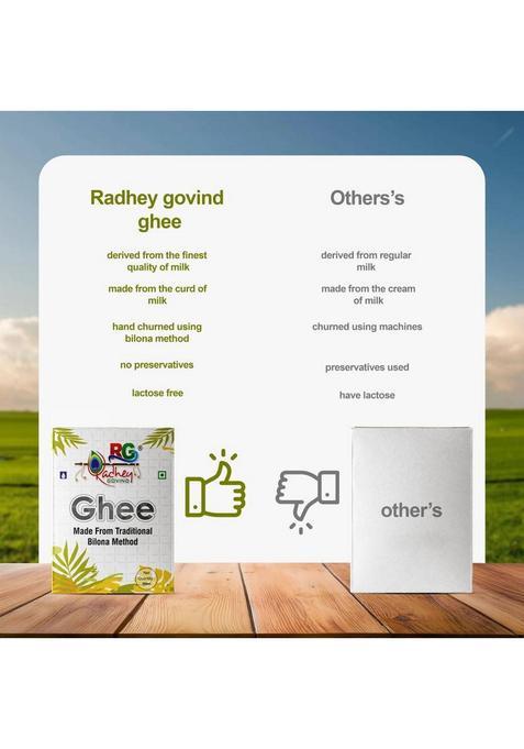 Radhey Govind Shudh Desi Ghee | Traditional Vedic Bilona Method Grassfed, Pure & Healthy Tetrapack (1 L)