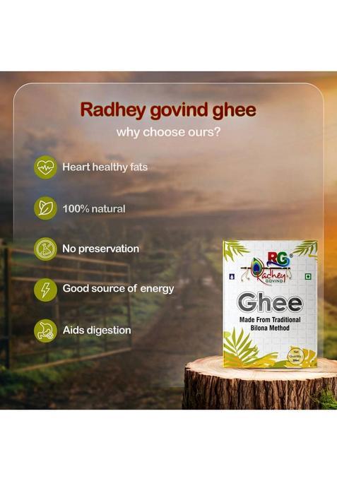 Radhey Govind Shudh Desi Ghee | Traditional Vedic Bilona Method Grassfed, Pure & Healthy Tetrapack (1 L)