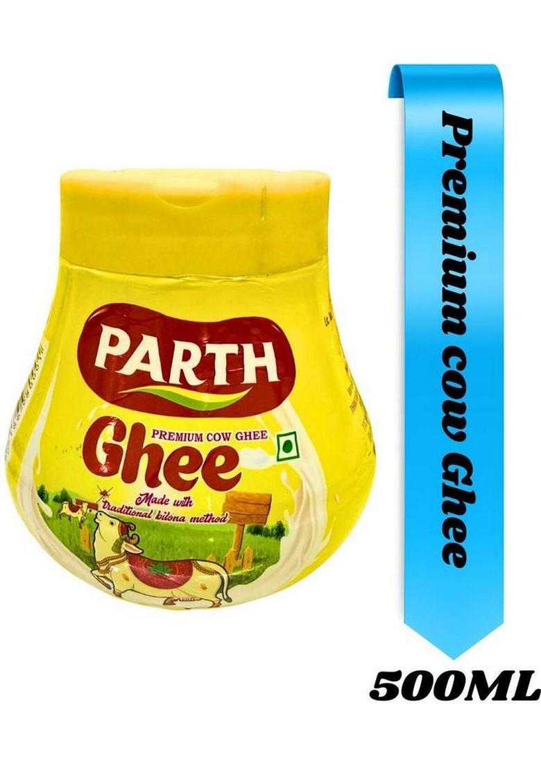 Parth Pure Cow Milk Ghee Traditional Premium For Optimal Health & Rich Taste Plastic Bottle (500 Ml)