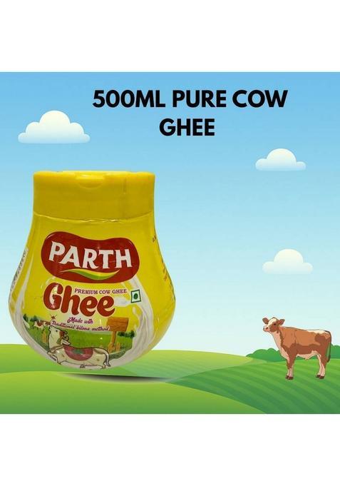 Parth Pure Cow Milk Ghee Traditional Premium For Optimal Health & Rich Taste Plastic Bottle (500 Ml)
