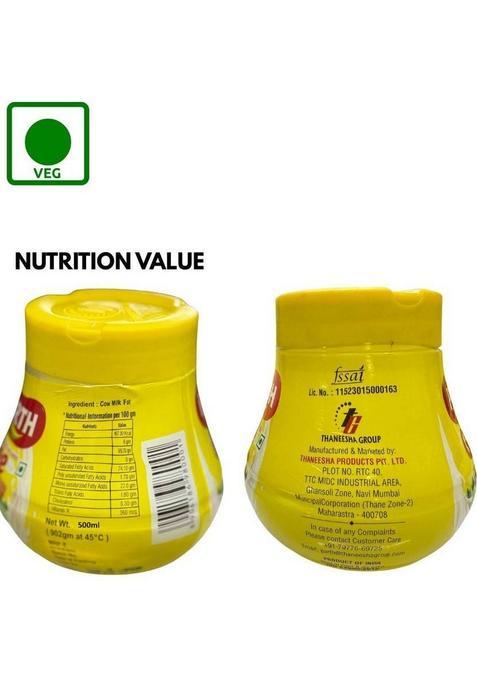 Parth Pure Cow Milk Ghee Traditional Premium For Optimal Health & Rich Taste Plastic Bottle (500 Ml)