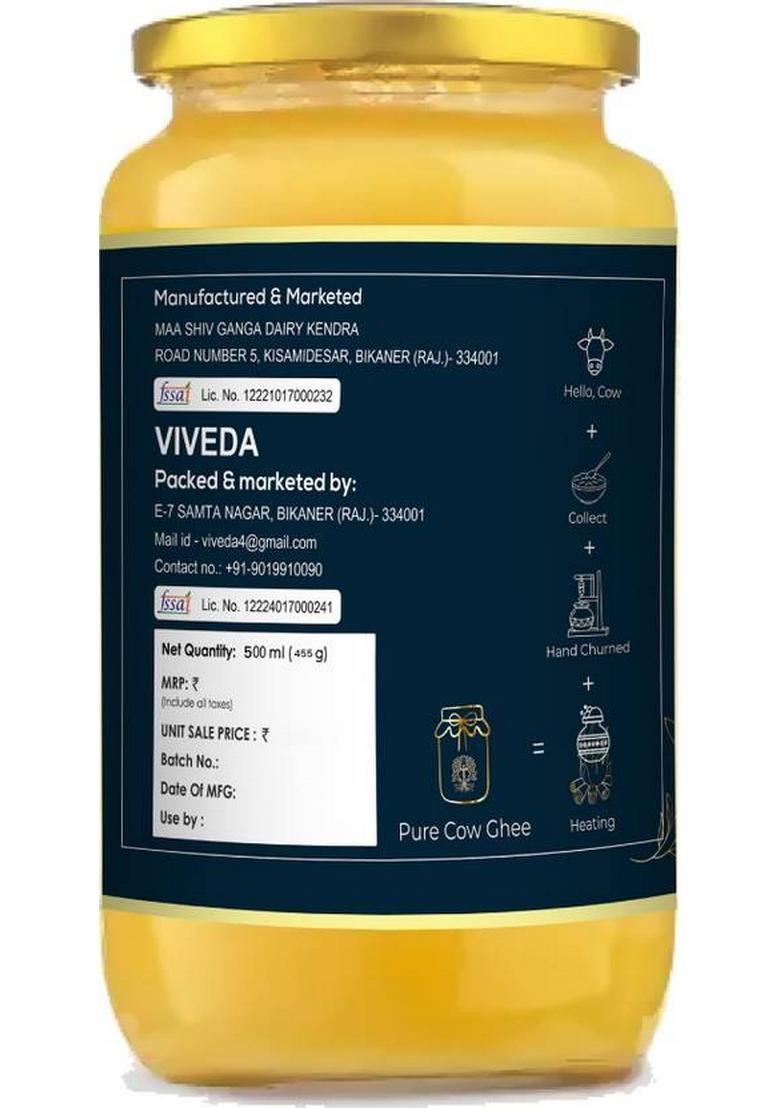 Viveda A2 Desi Cow Ghee Hand-Churned, Traditional Bilona Method, Pure Ghee, Box (500 Ml)