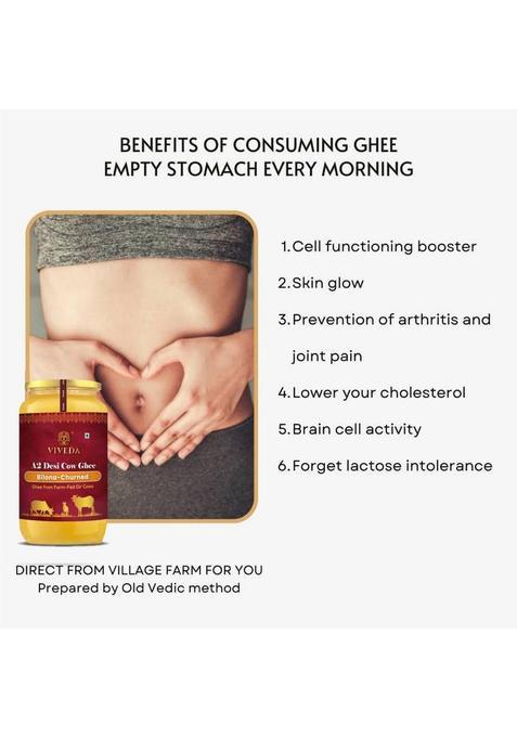 Viveda A2 Desi Cow Ghee Hand-Churned, Traditional Bilona Method, Pure Ghee, Box (500 Ml)