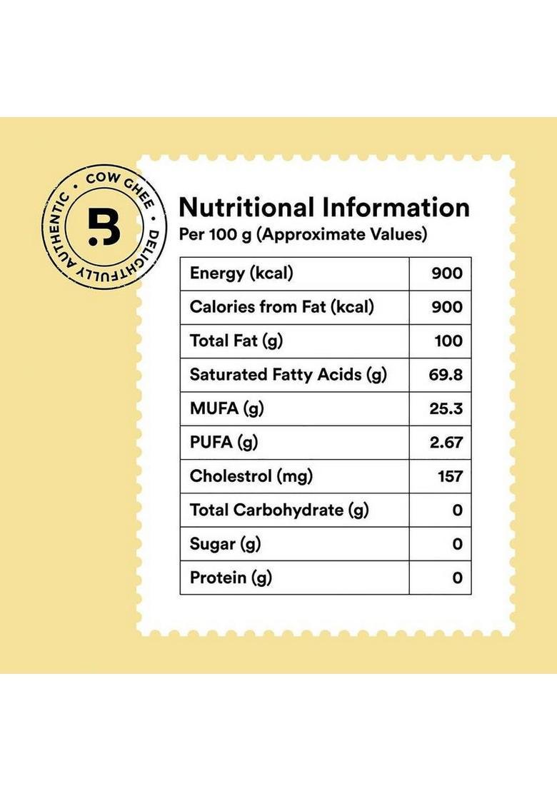 Barosi Cultured Cow Ghee Glass Bottle (1000 Ml)