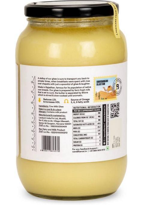 Barosi Cultured Cow Ghee Glass Bottle (1000 Ml)