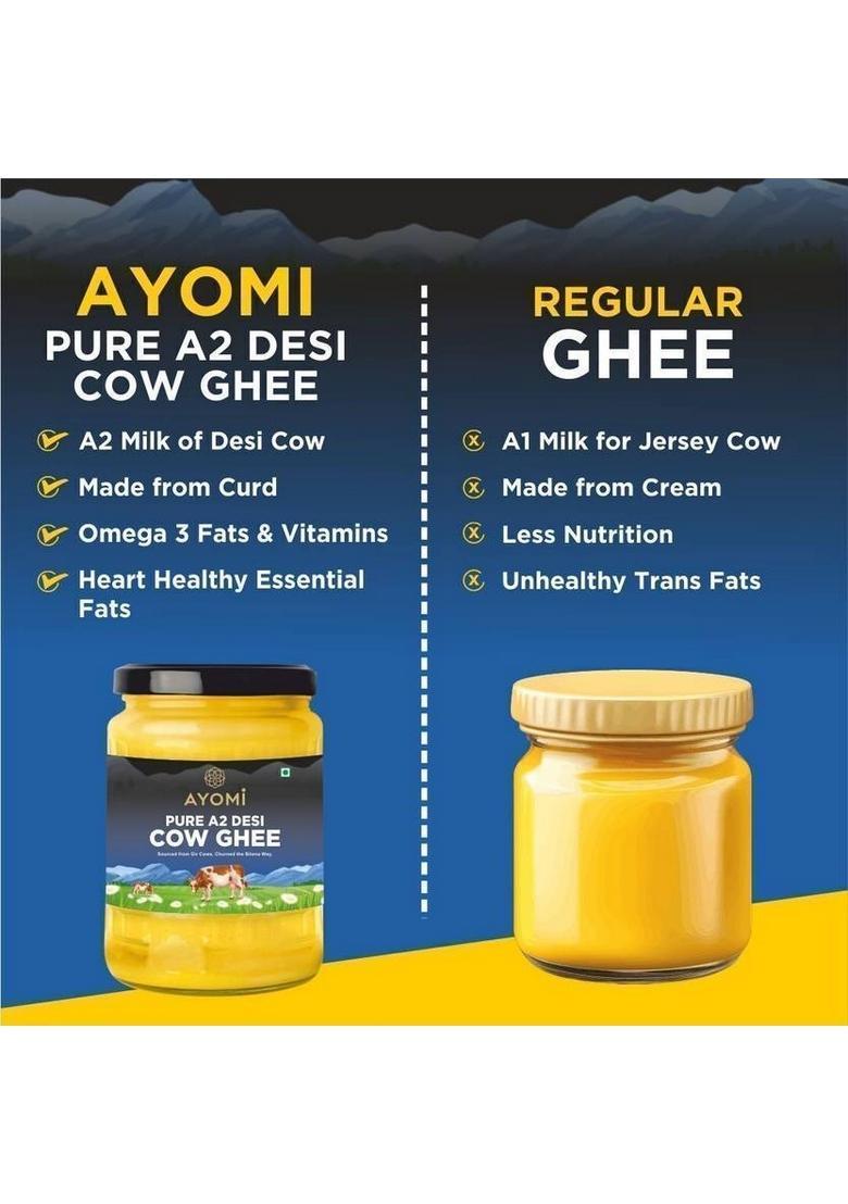 Ayomi Pure Ghee A2 Gir Cow 1L | Vedic Bilona Method Desi Glass Bottle (1 L)