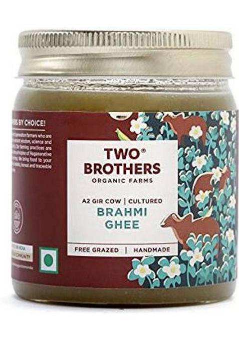 Two Brothers Organic Farms Natural Healthy & Tasty A2 Cultured Brahmi Desi Gir Cow Ghee Glass Bottle (250 G)