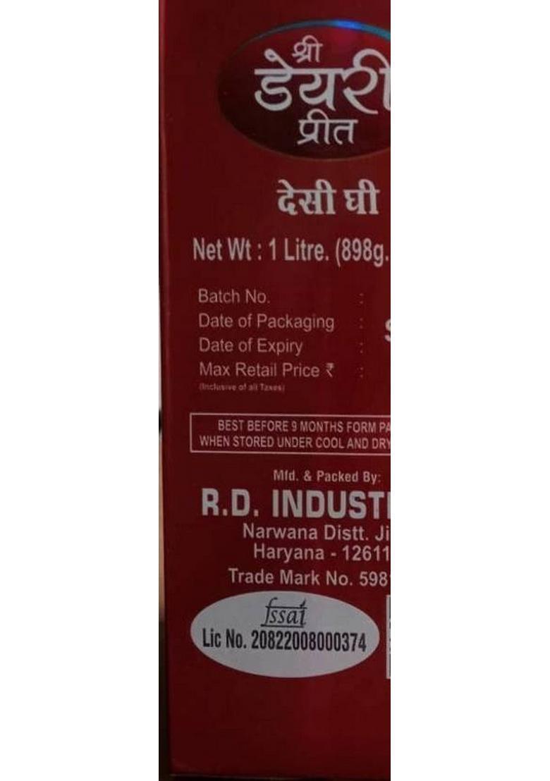 Dairy Mohan Preet Desi Ghee For Better Immunity Digestion Pure Healthy And Natural 1 Ltr Tetrapack (1 L)
