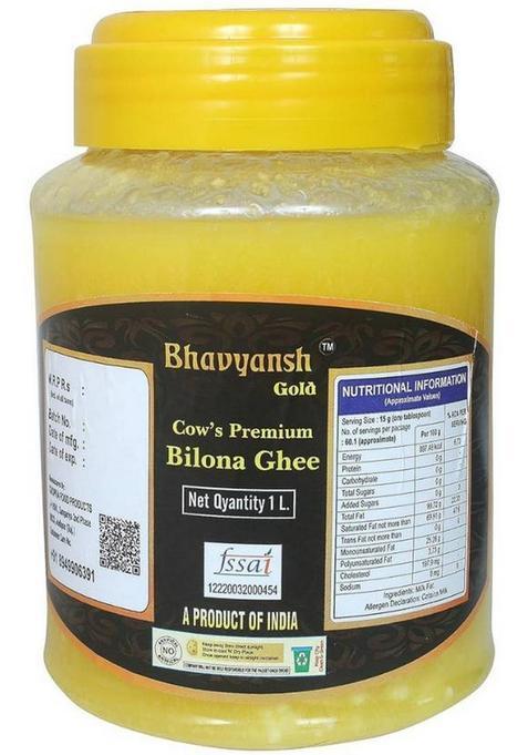 Bhavyansh Cow Premium Bilone Ghee Pure For Better Digestion And Immunity Mason Jar (1000 G)