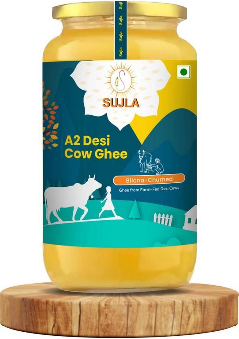 Sujla A2 Pure Desi Rich Handmade Cow Ghee Glass Bottle (500 Ml)