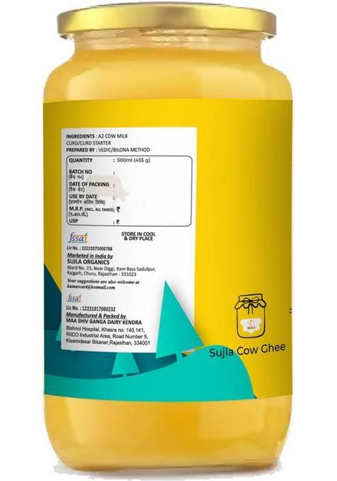 Sujla A2 Pure Desi Rich Handmade Cow Ghee Glass Bottle (500 Ml)