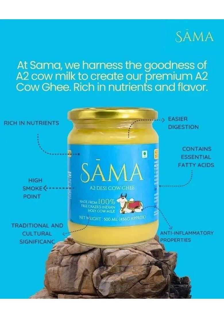 Sama Garv Se Desi A-2 Cow Ghee Pure & Natural |Rich In Nutrition| A2 For Cooking Glass Bottle (500 Ml)