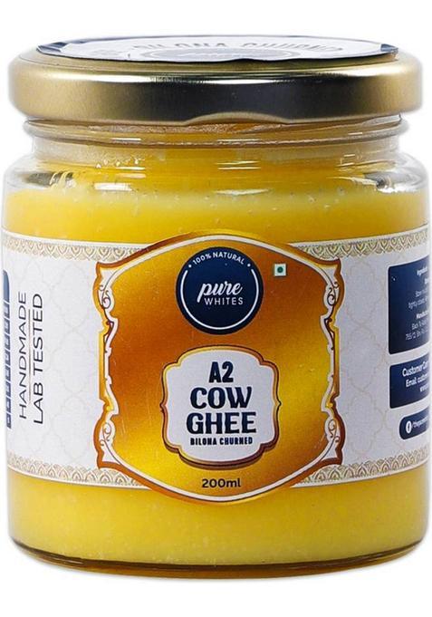 Pure Whites A2 Cow Ghee (Bilona Ghee) 200 Ml Glass Bottle (200 Ml)