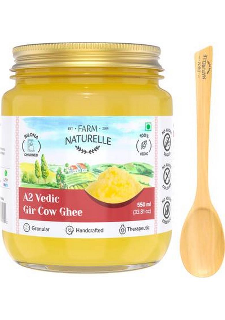 Farm Naturelle 100% Pure A2 Gir Cow Desi Ghee (Glass Bottle- 500 Ml) Glass Bottle (500