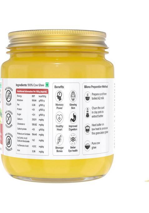 Farm Naturelle 100% Pure A2 Gir Cow Desi Ghee (Glass Bottle- 500 Ml) Glass Bottle (500