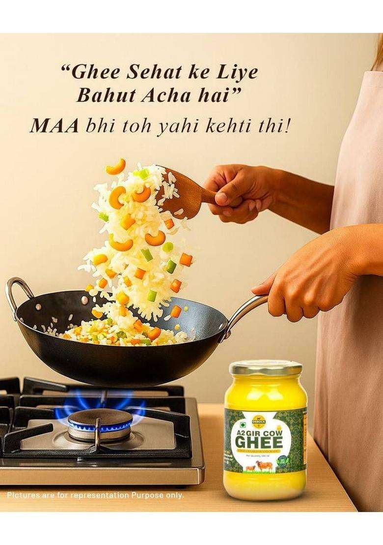 Debock A2 Desi Gir Cow Ghee | Vedic Bilona Method|100% Pure & Natural Mason Jar (500 Ml) - Indya
