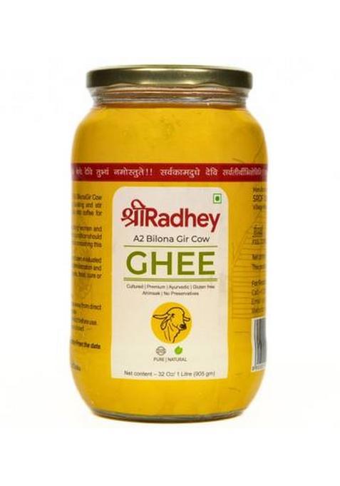 Shreeradhey A2 Gir Cow Ghee | Glass Bottle Traditional Bilona Churned (1 L)