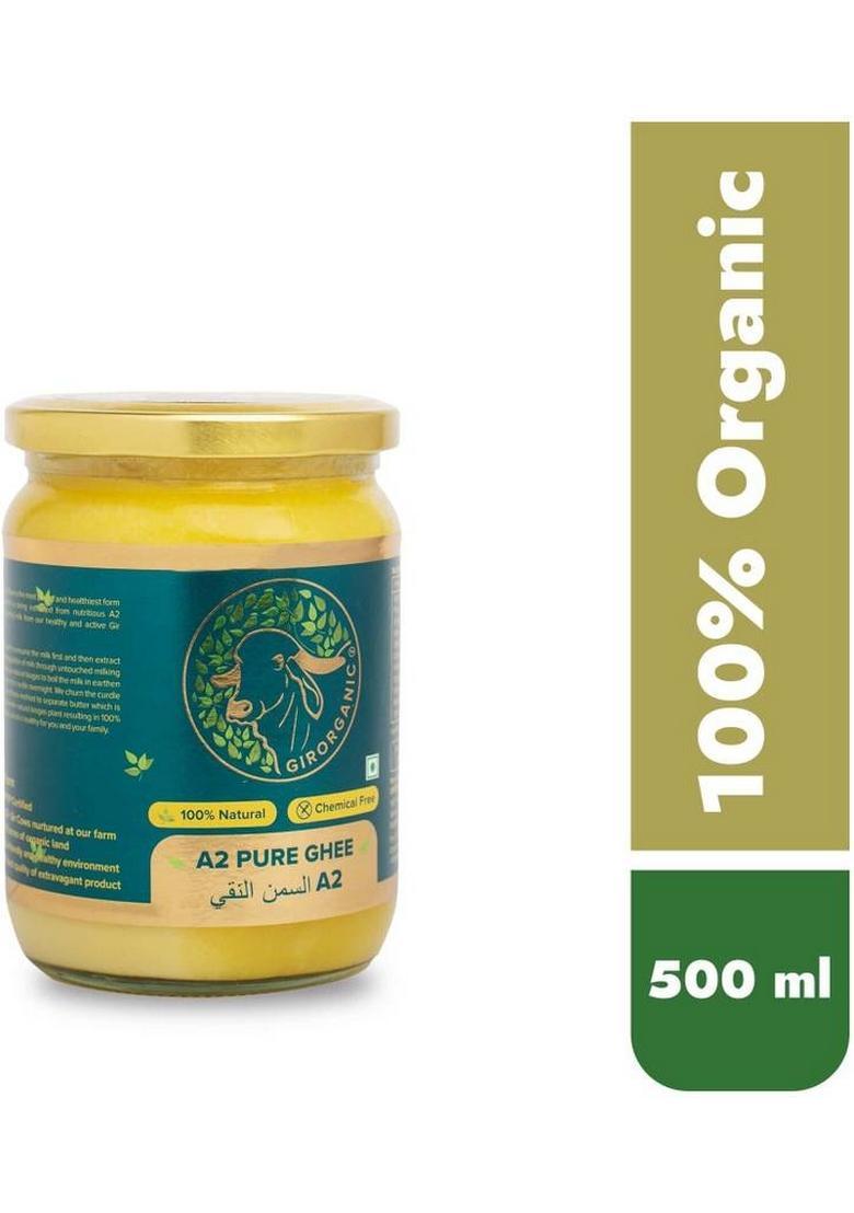 Girorganic Gir Cow Pure A2 Ghee 500 Ml + Glass Bottle (500 Ml, Pack Of 2)