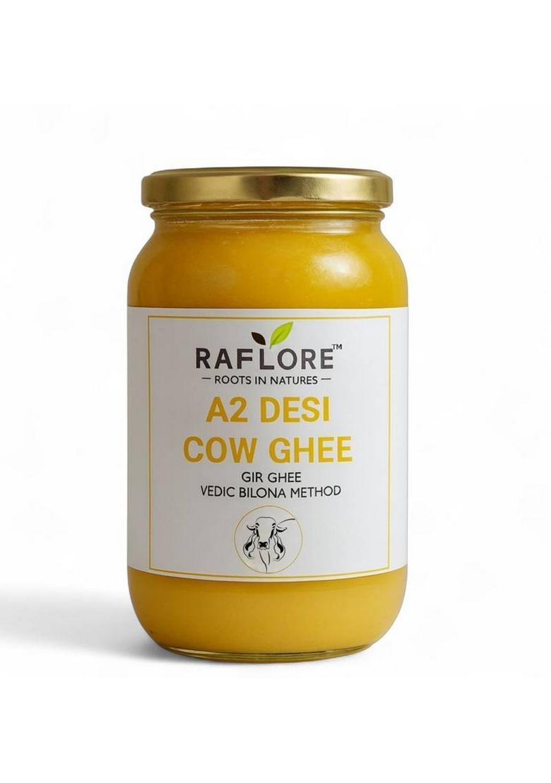 Raflore A2 Cow Ghee, Traditional Bilona Method, Pure Natural And Healthy, Ghee Glass Bottle (1000 Ml)