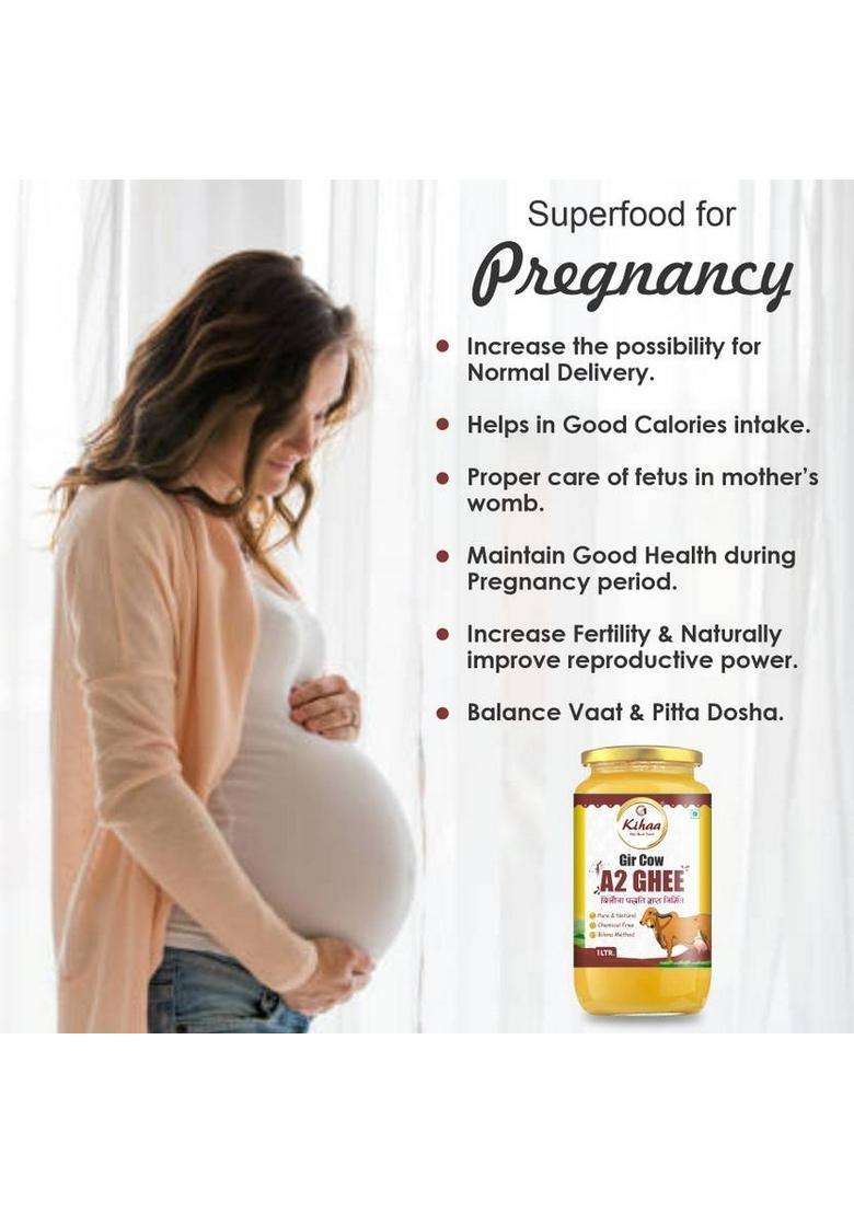 Kihaa Ghee Premium A2 Gir Cow Desi Bilona Two Way Hand Churned Glass Bottle (1 L)