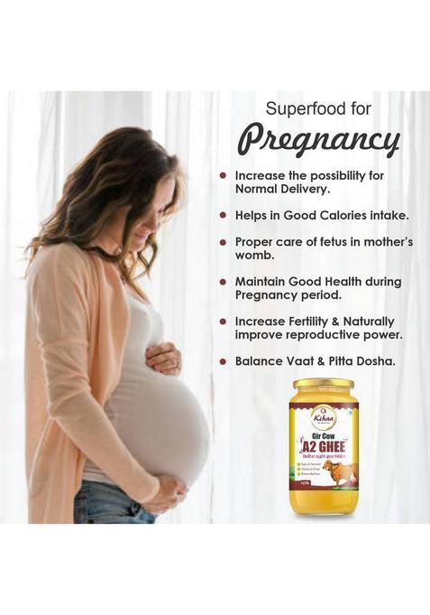 Kihaa Ghee Premium A2 Gir Cow Desi Bilona Two Way Hand Churned Glass Bottle (1 L)