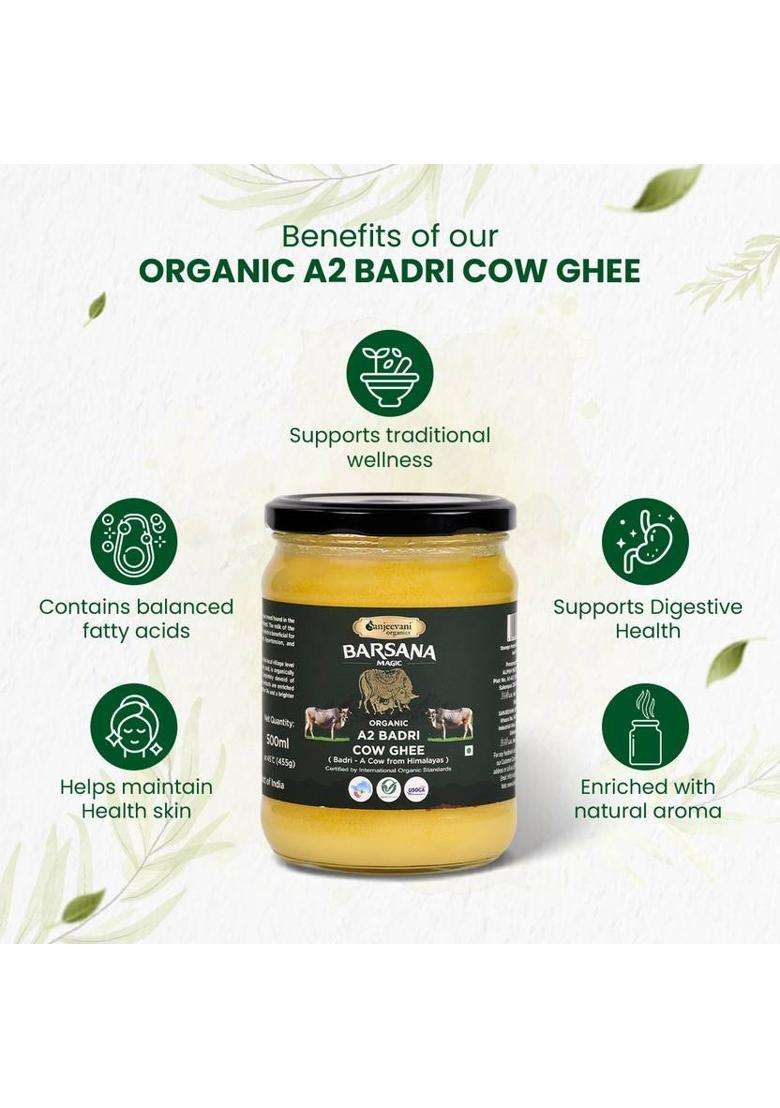 Sanjeevani Organics A2 Badri Cow Ghee & 100% Natural Jamun Honey | Chemical-Free No Additives Glass Bottle (755 G, Pack Of 2) - Indya