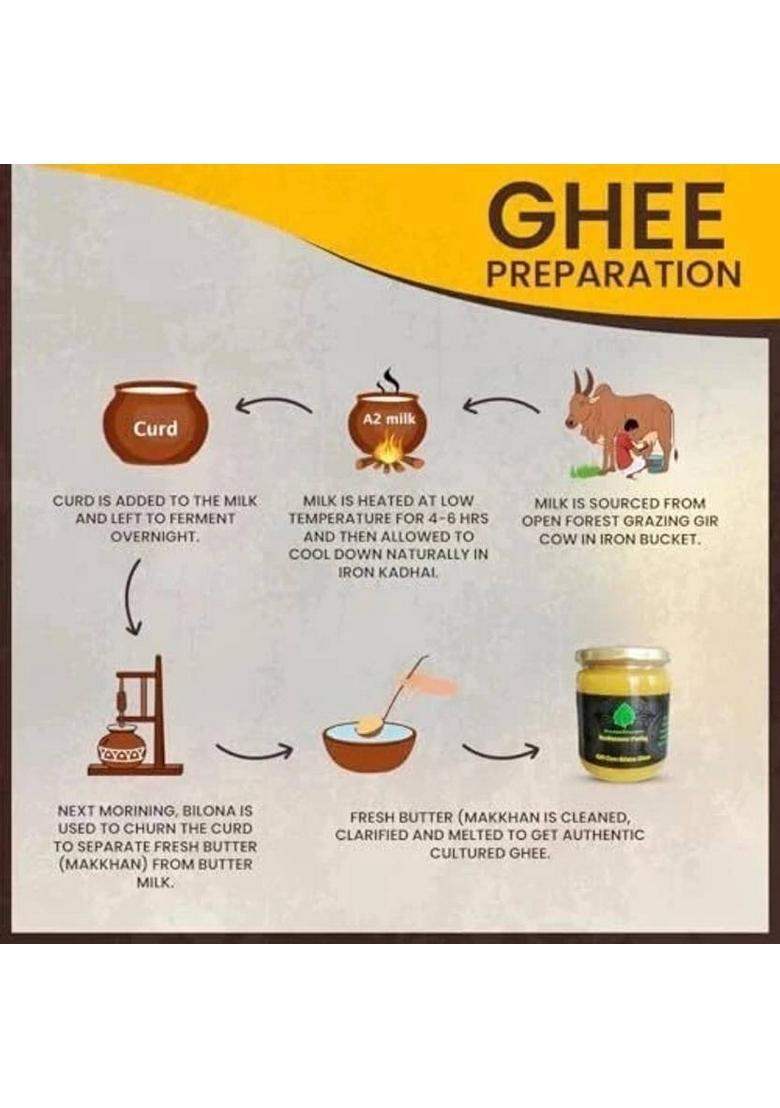 Village Organica Gir Cow Ghee | A2 Ghee| Bilona Organic Unadulterated Glass Bottle (500 G)