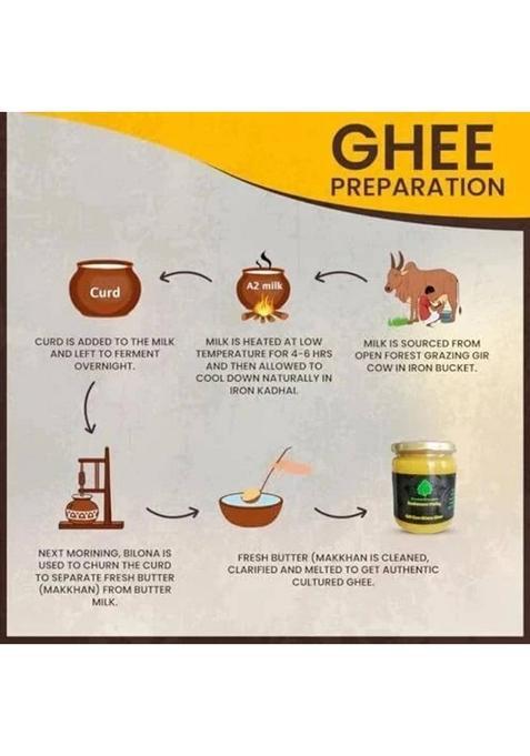 Village Organica Gir Cow Ghee | A2 Ghee| Bilona Organic Unadulterated Glass Bottle (500 G)