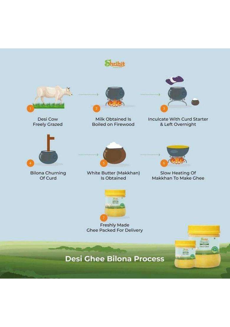 Shrihit A2 Desi Cow Ghee Traditional Bilona Method Plastic Bottle (1 L) - Indya