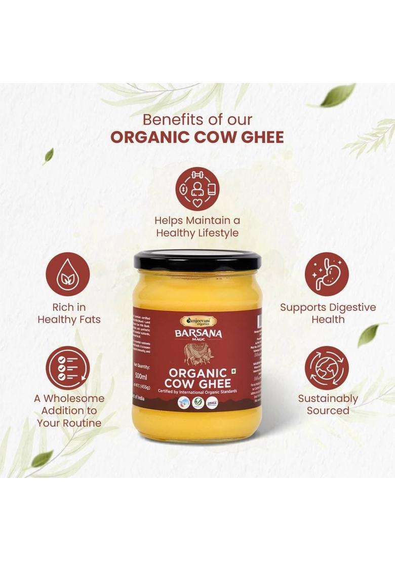 Sanjeevani Organics Organic Cow Ghee & Van Tulsi Raw Honey | Nutrient-Rich No Additives Glass Bottle (755 G, Pack Of 2) - Indya