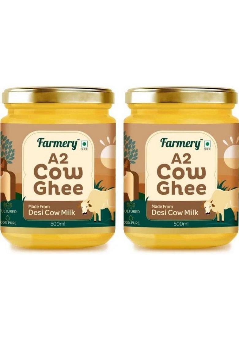 Farmery A2 Cow Ghee |100% Pure | Crafted With Method Mason Jar (1000 G, Pack Of 2)