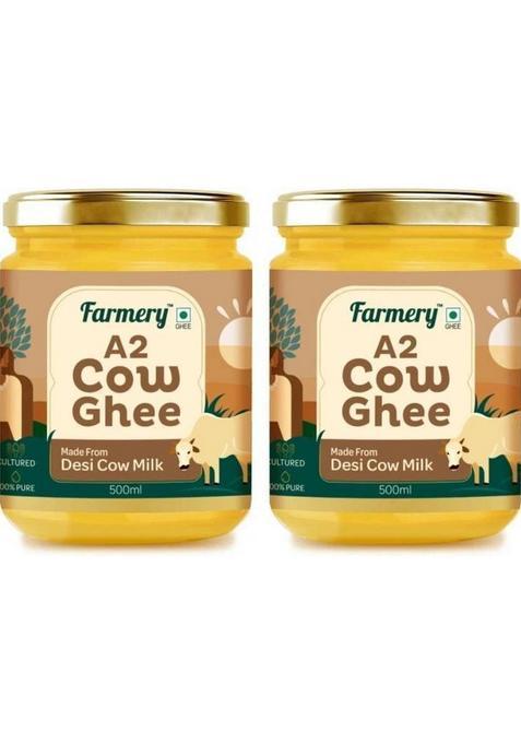 Farmery A2 Cow Ghee |100% Pure | Crafted With Method Mason Jar (1000 G, Pack Of 2)