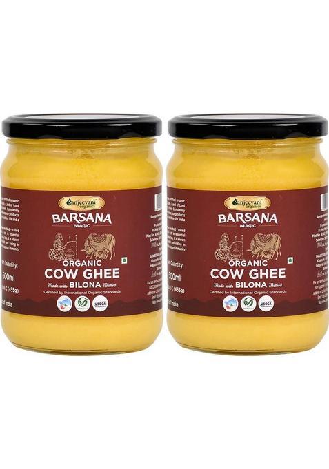 Sanjeevani Organics Bilona Cow Ghee | Pure Grass-Fed Nutrient-Rich Healthy Process Glass Bottle (1000 Ml, Pack Of 2)