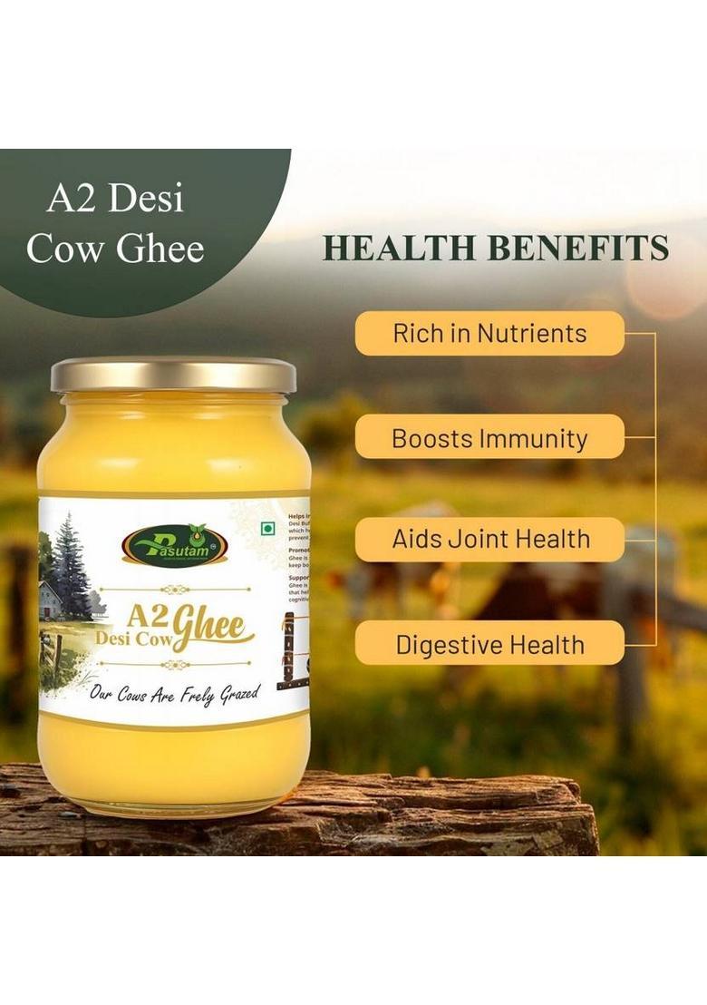 Pasutam Desi Ghee A2 Cow 500G | Handmade Mason Jar (500 Ml)
