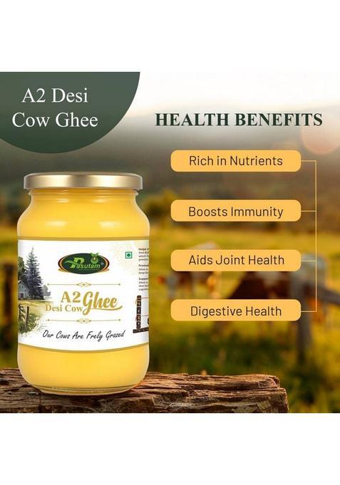 Pasutam Desi Ghee A2 Cow 500G | Handmade Mason Jar (500 Ml)