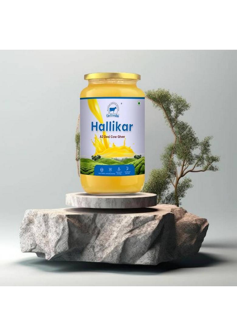 Go Fresho A2 Desi Hallikar Cow Ghee | Pure, Natural And Healthy Glass Bottle (500 Ml)