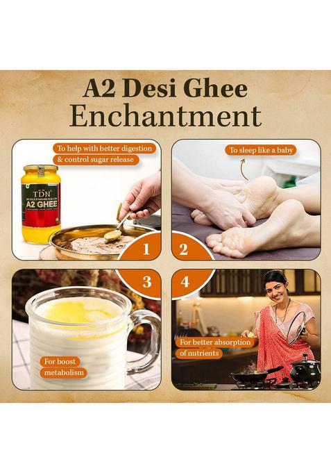 Tdn A2 Ghee| Curd Churned Bilona Ghee|Organic Ghee|A2 Cow Desi Ghee Glass Bottle (1 L)