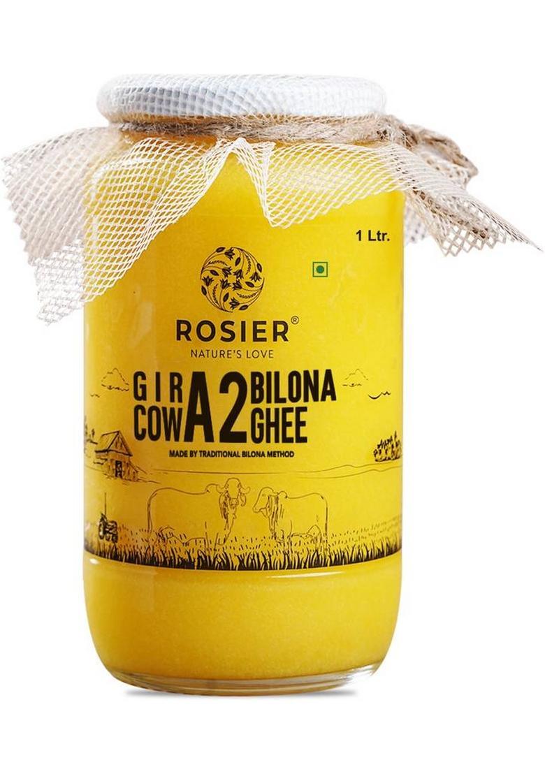 Rosier A2 Cow Ghee, Traditional Bilona Method, Pure, Natural And Healthy Ghee Glass Bottle (1 L)