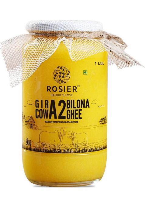 Rosier A2 Cow Ghee, Traditional Bilona Method, Pure, Natural And Healthy Ghee Glass Bottle (1 L)