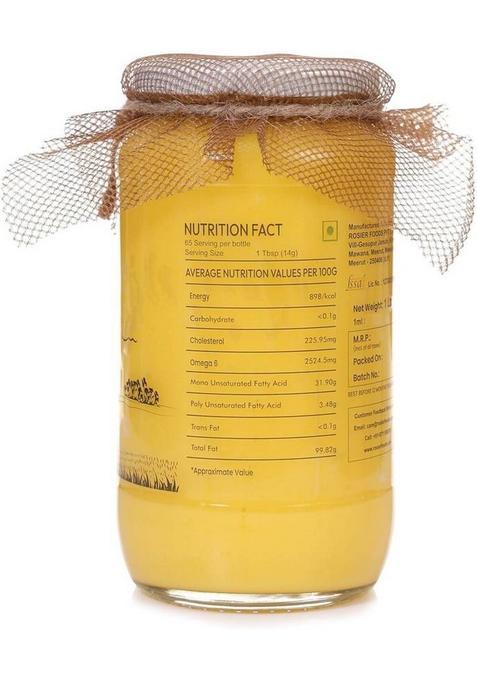 Rosier A2 Cow Ghee, Traditional Bilona Method, Pure, Natural And Healthy Ghee Glass Bottle (1 L)