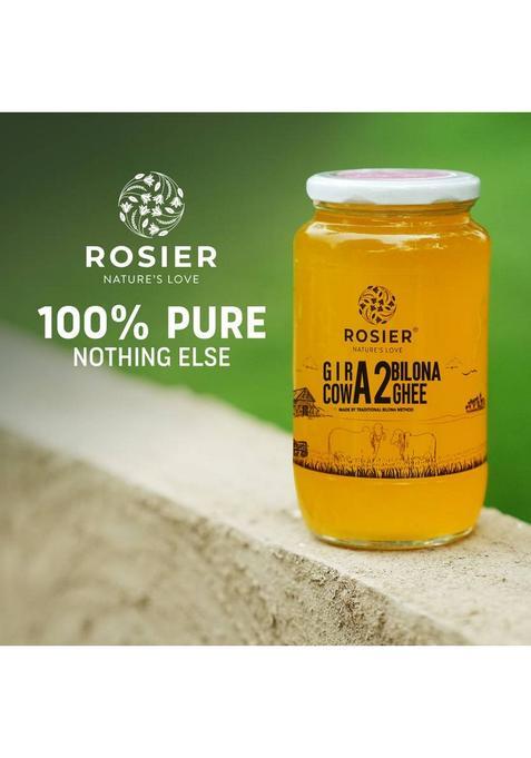 Rosier A2 Cow Ghee, Traditional Bilona Method, Pure, Natural And Healthy Ghee Glass Bottle (1 L)