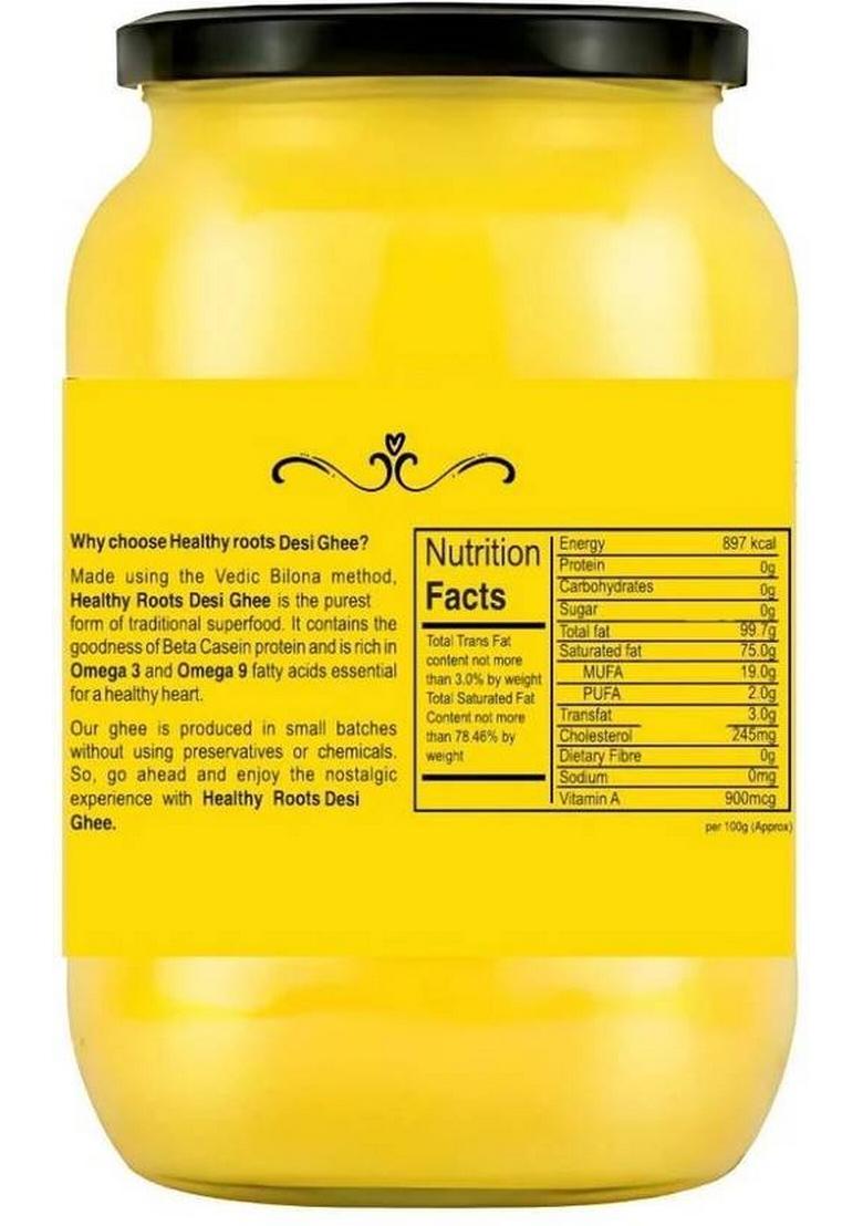 Healthy Roots 100% Pure A2 Desi Ghee 500Ml Traditional Method Mason Jar (500 G)